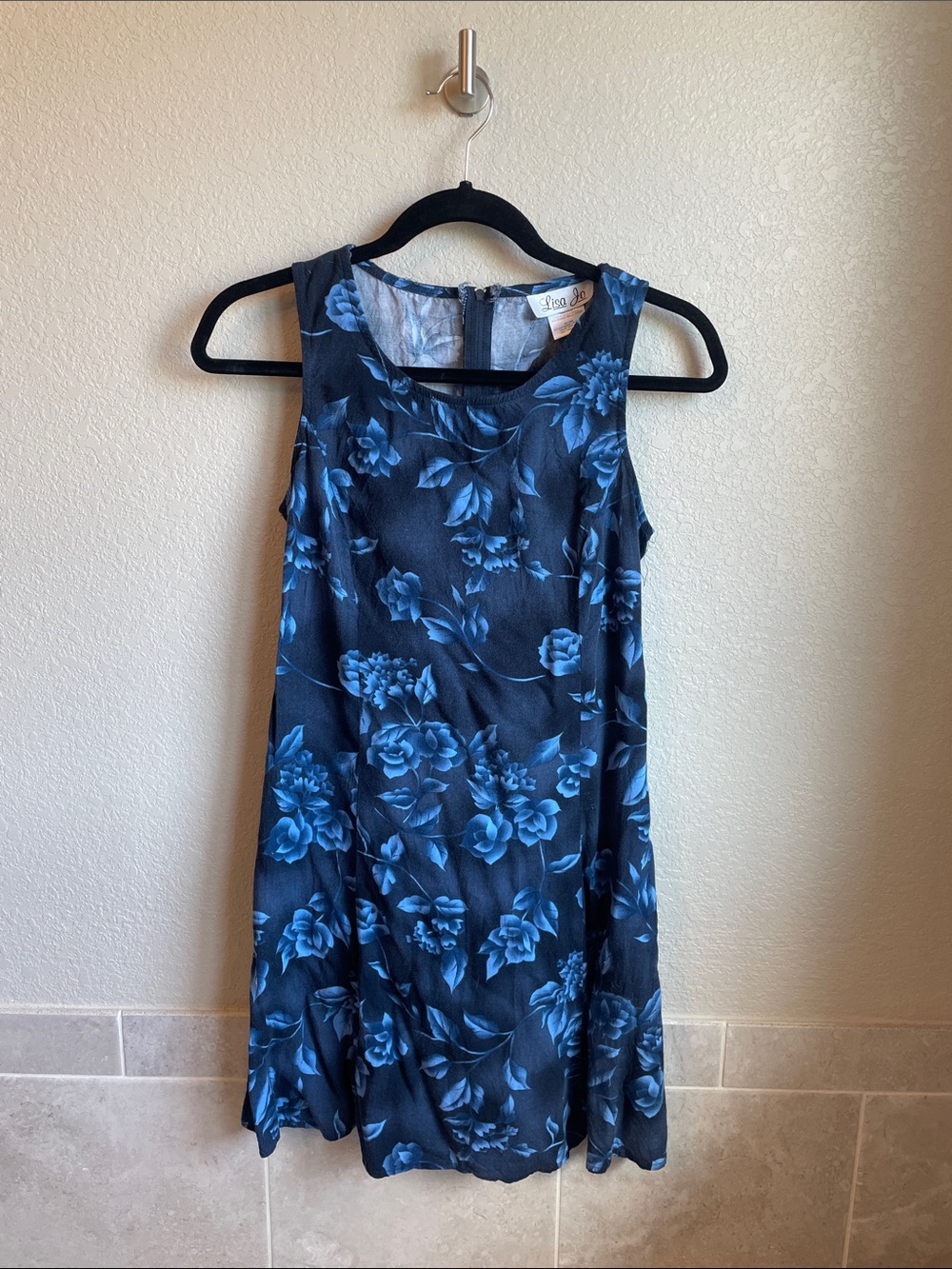 Vintage Lisa Jo Blue Floral Tank Dress
